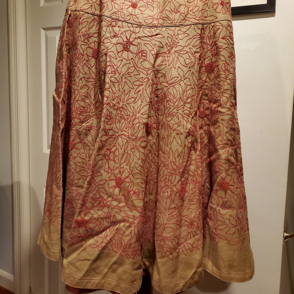 DKNY Beaded Embroidered Skirt